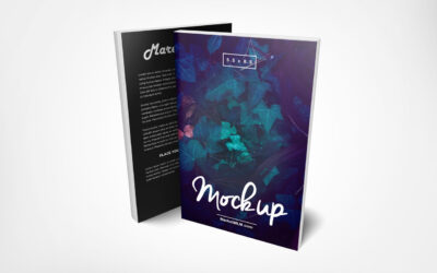 موکاپ کتاب ایستاده پشت و رو